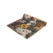 Rustic Floral Table Runner | Burgundy, Gold, and White Design (72" or 90")