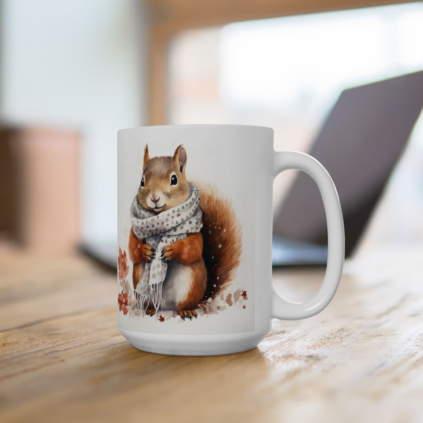 Cozy Autumn Squirrel Coffee Mug – Fall Gift for Animal Lovers