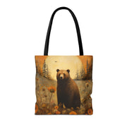 Sunset Wilderness Bear Tote Bag, Artistic Eco-Friendly Canvas Gift