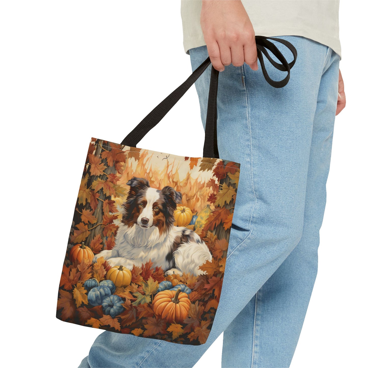 Australian Shepherd Autumn Harvest Tote Bag, Eco-Friendly Thanksgiving Gift