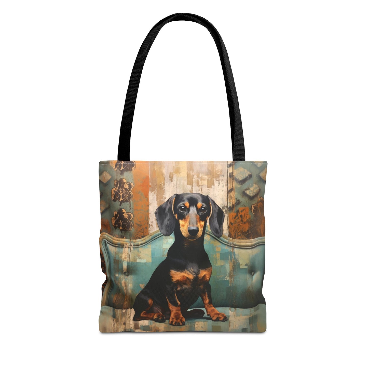 Dashing Dachshund Vintage Tote Bag, Artistic Canvas Dog Lover Gift