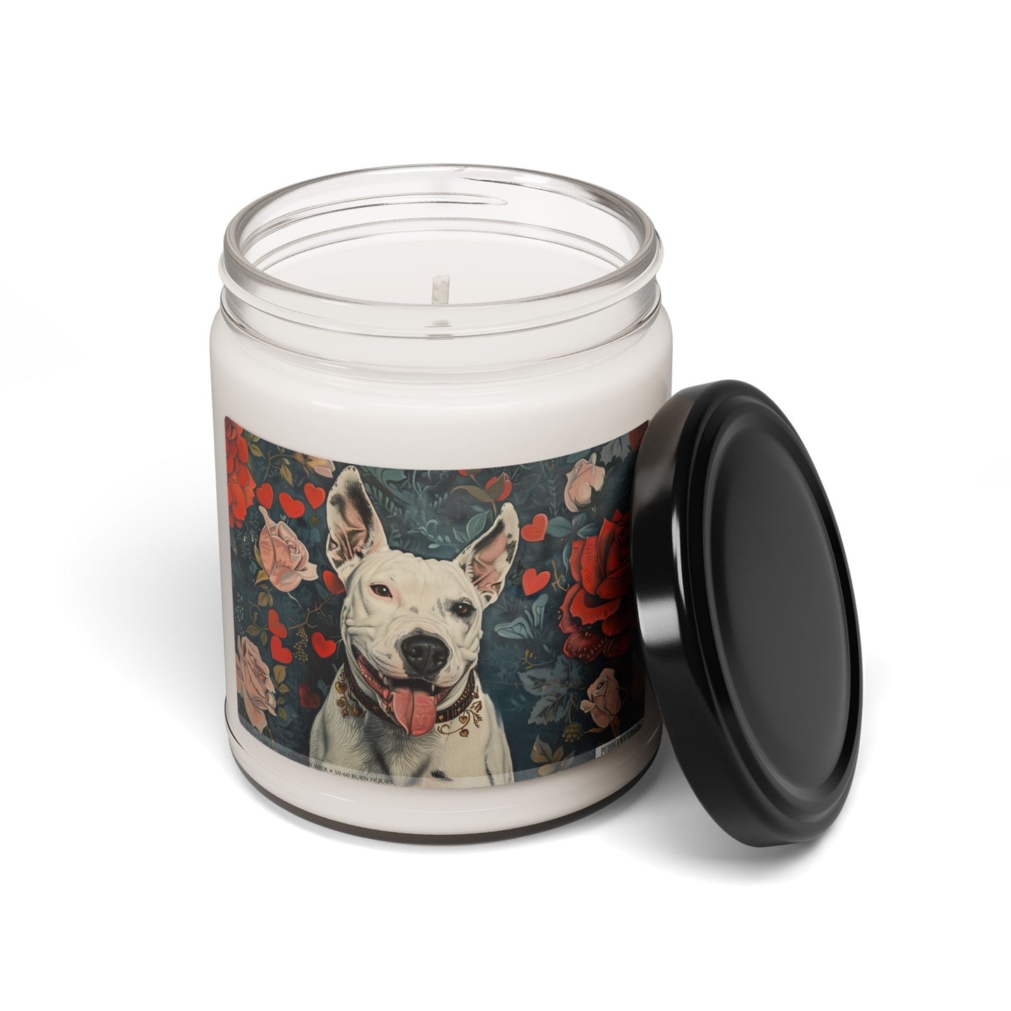 Bull Terrier Love Candle – Pet Lover's Gift, Vintage Floral Art