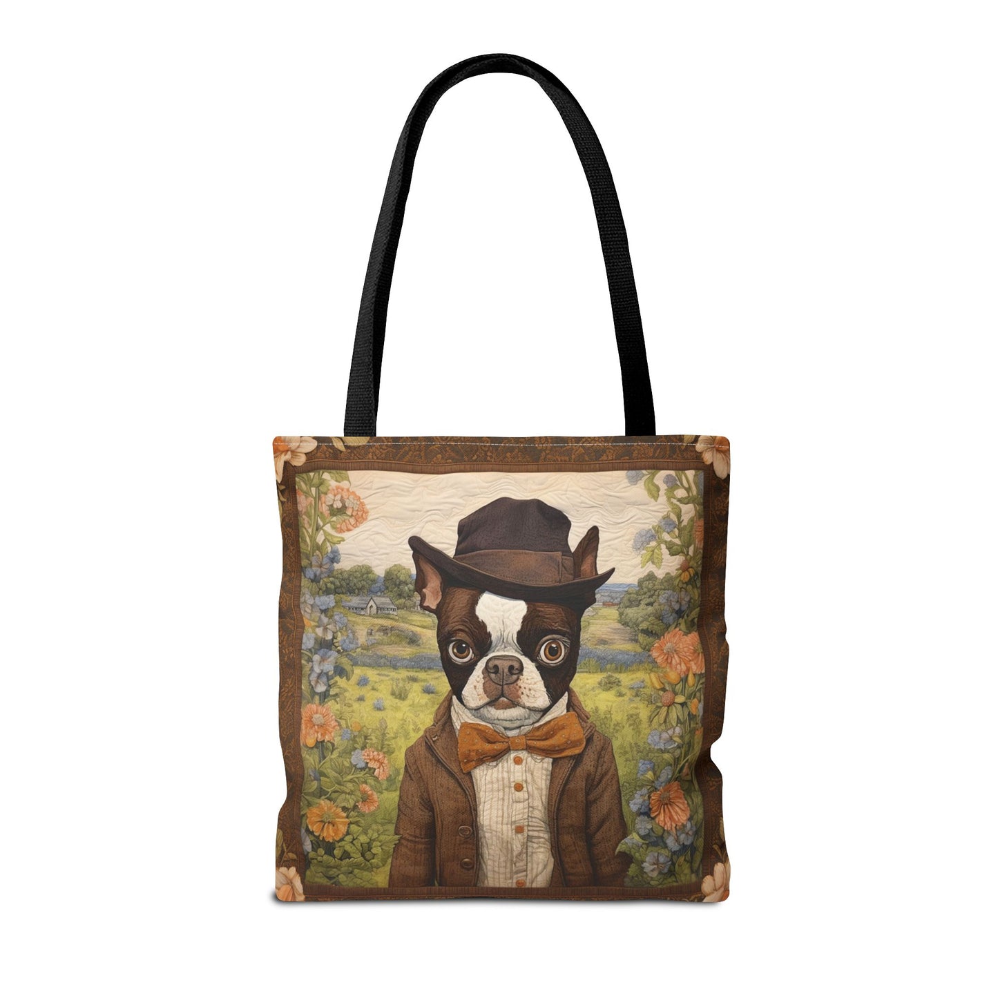 Dapper Boston Terrier Tote Bag, Rustic Countryside Eco-Friendly Gift