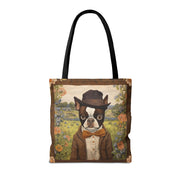 Dapper Boston Terrier Tote Bag, Rustic Countryside Eco-Friendly Gift