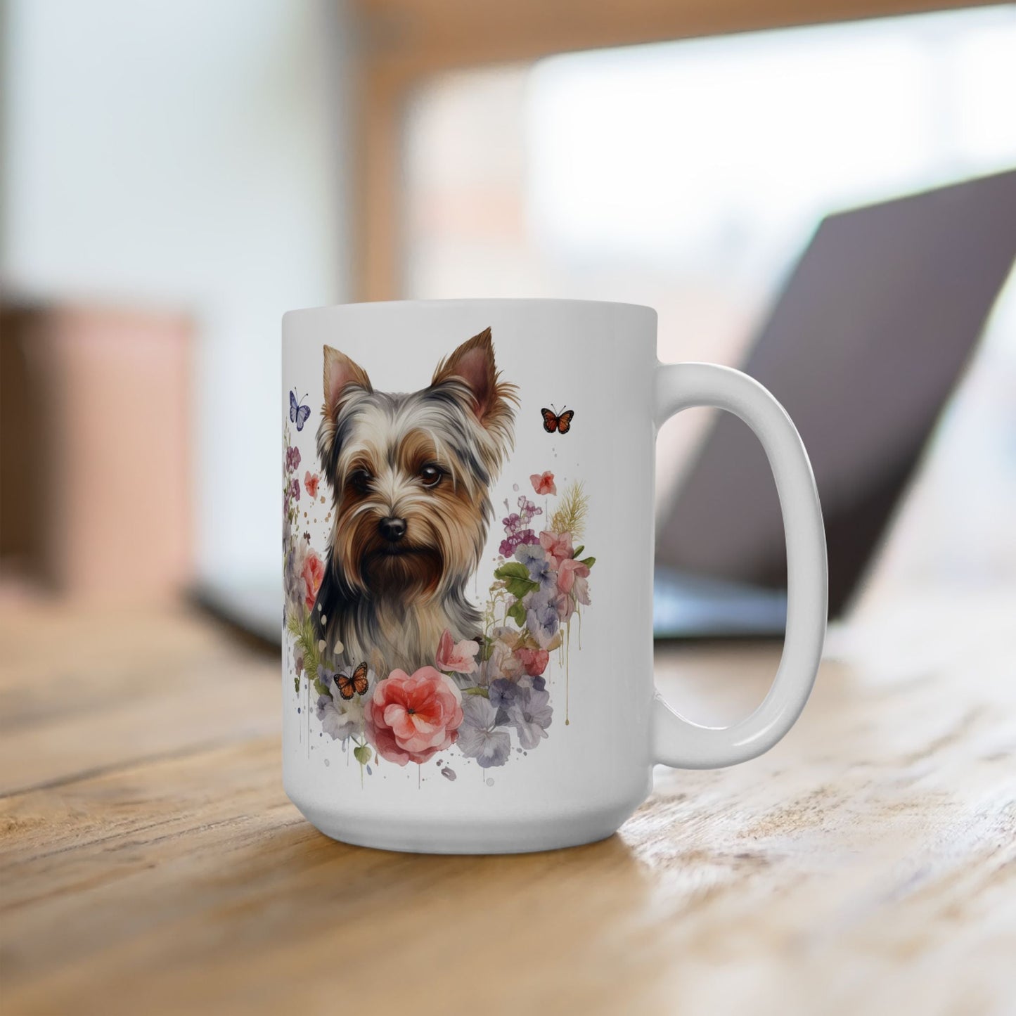 Yorkie Bliss Floral Coffee Mug – Yorkshire Terrier Gift for Dog Lovers