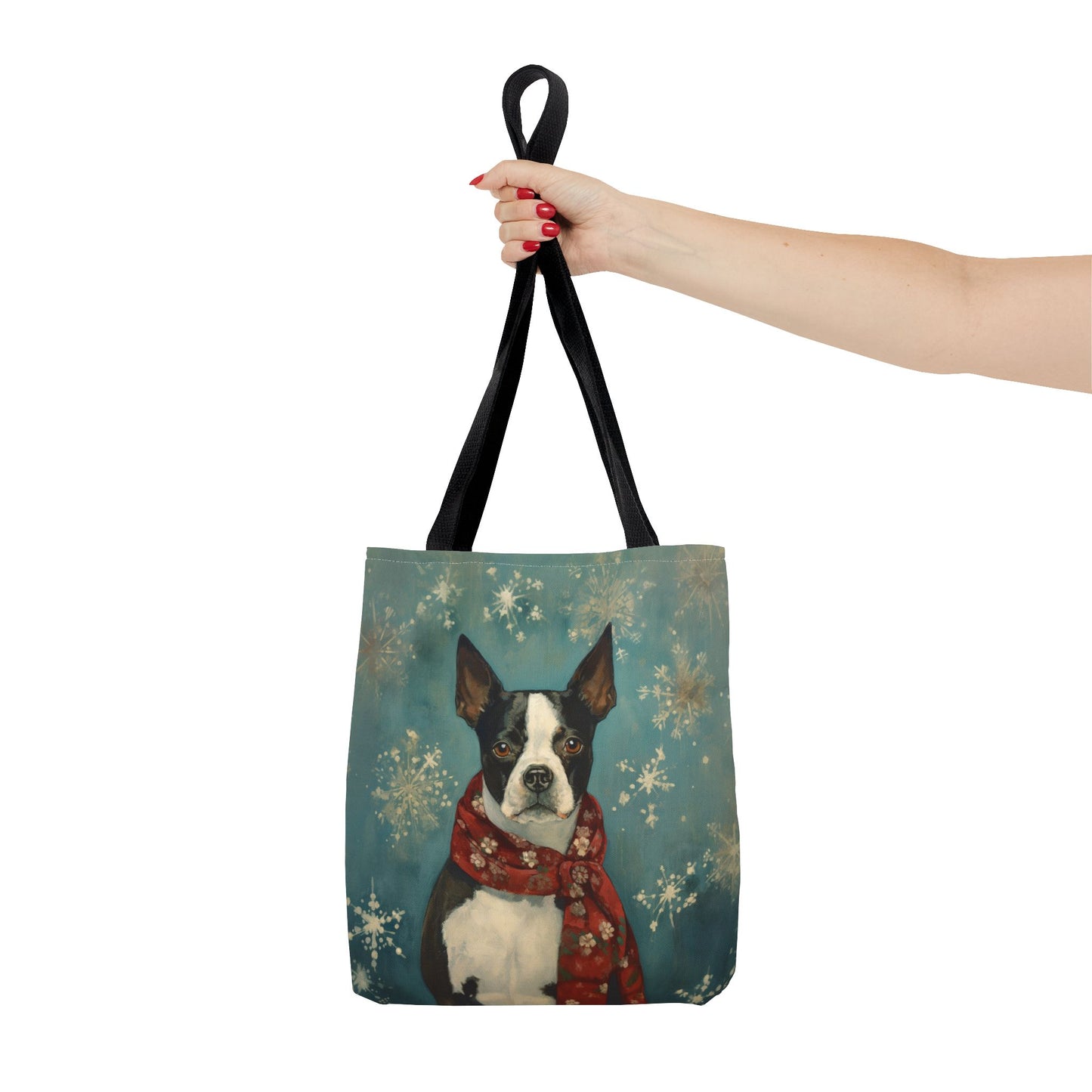 Winter Charm Boston Terrier Tote Bag - Eco-Friendly Dog Lover Gift