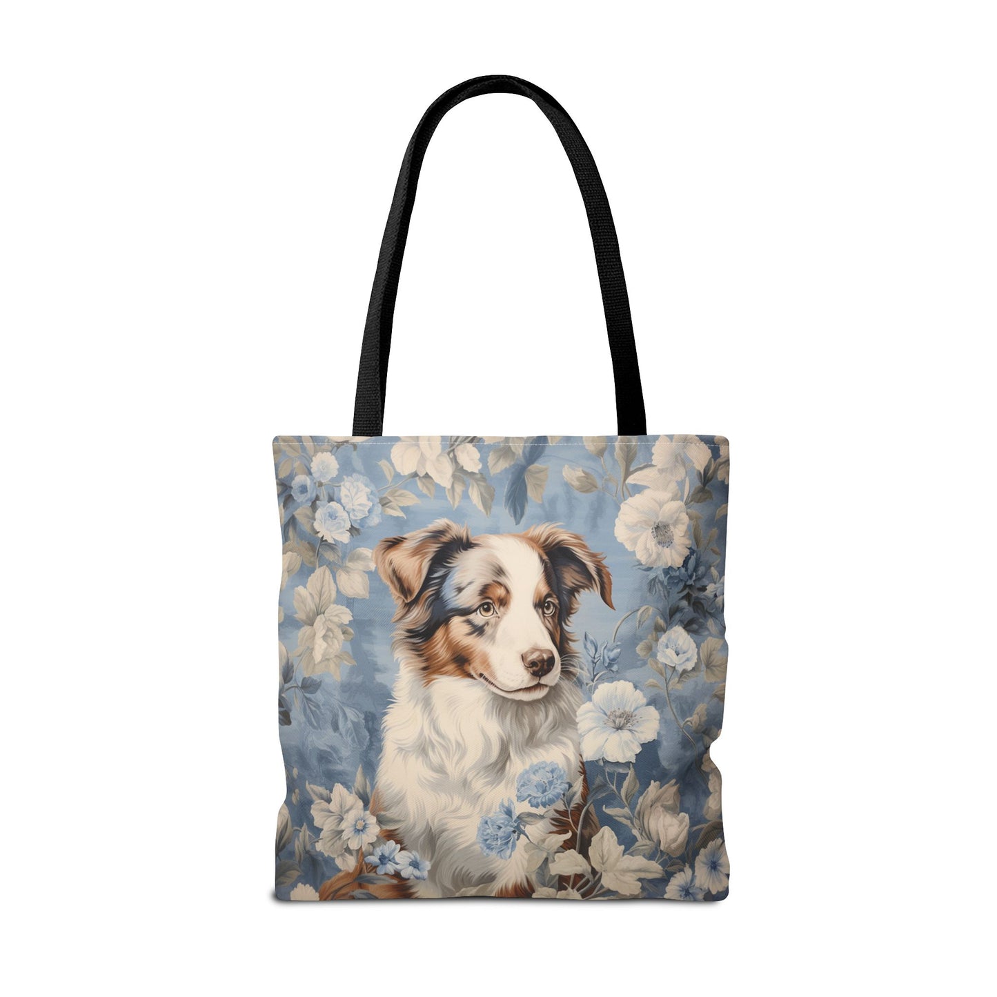 Australian Shepherd Floral Canvas Tote Bag - Eco-Friendly & Stylish