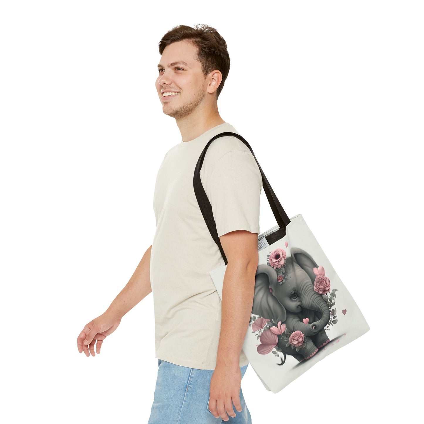 Floral Baby Elephant Tote Bag – Eco-Friendly, Versatile Canvas Bag