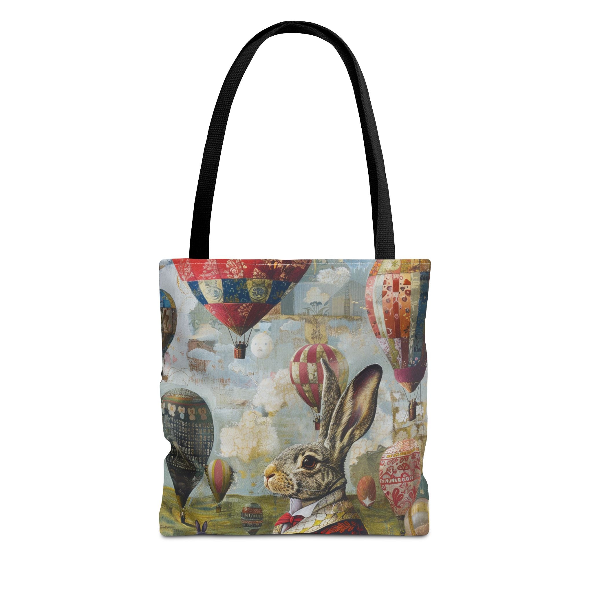 Whimsical Bunny and Hot Air Balloons Tote Bag, Artistic Eco-Friendly Design