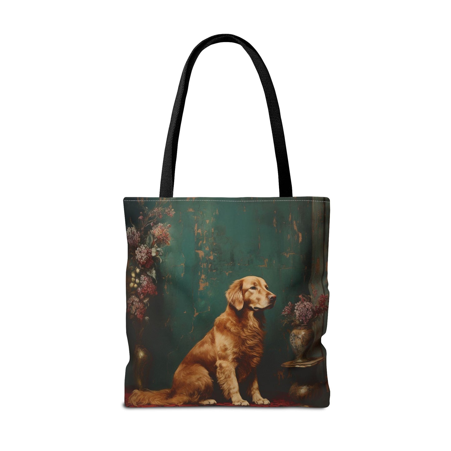 Golden Retriever Floral Art Tote Bag, Eco-Friendly Dog Lover Gift