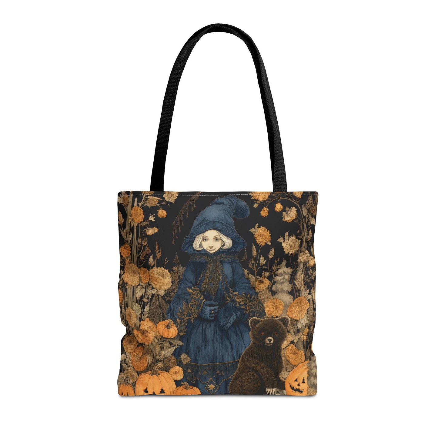 Enchanting Harvest Witch Tote Bag with Autumn Bear Scene