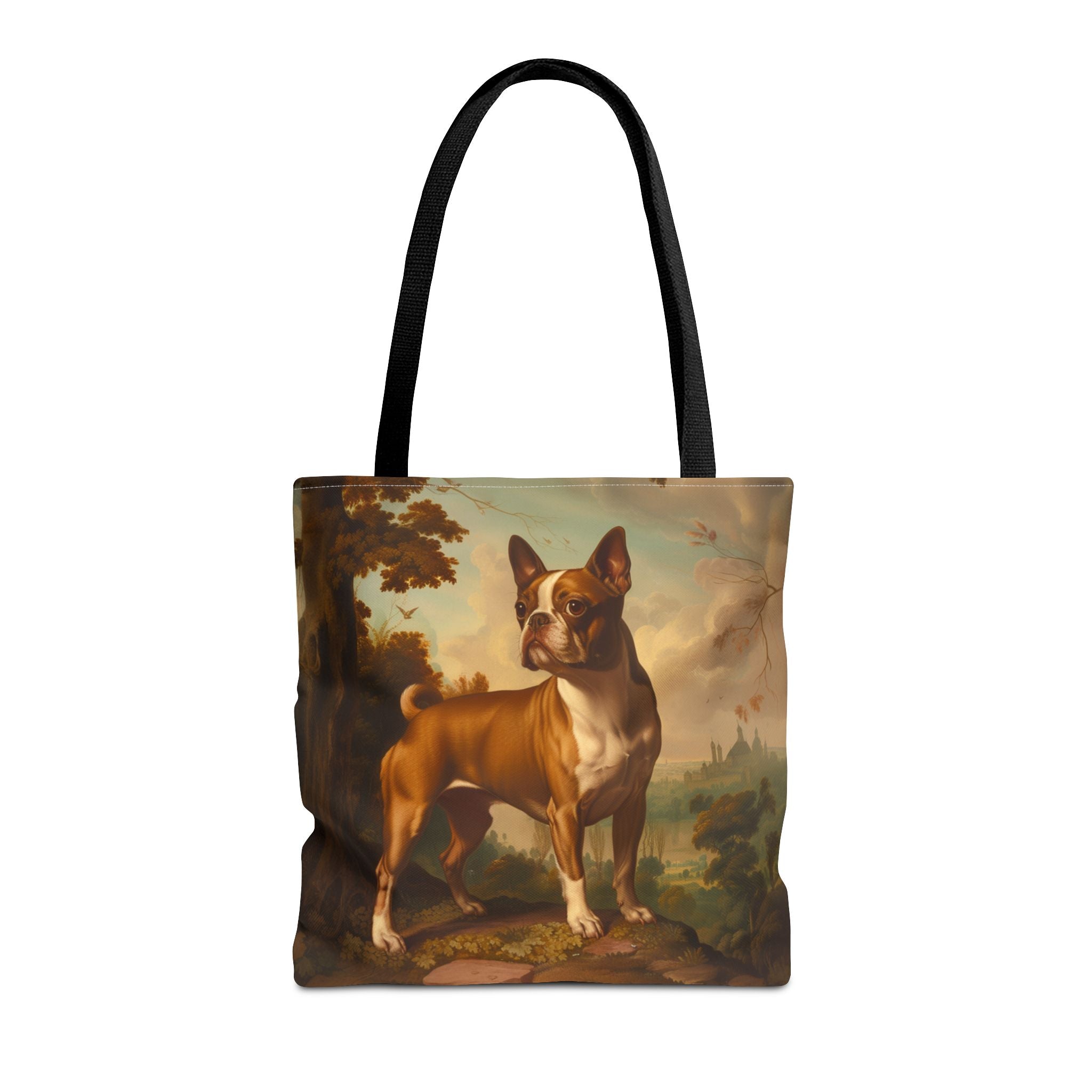 Boston Terrier Elegant Canvas Tote Bag for Dog Lovers, Landscape Design