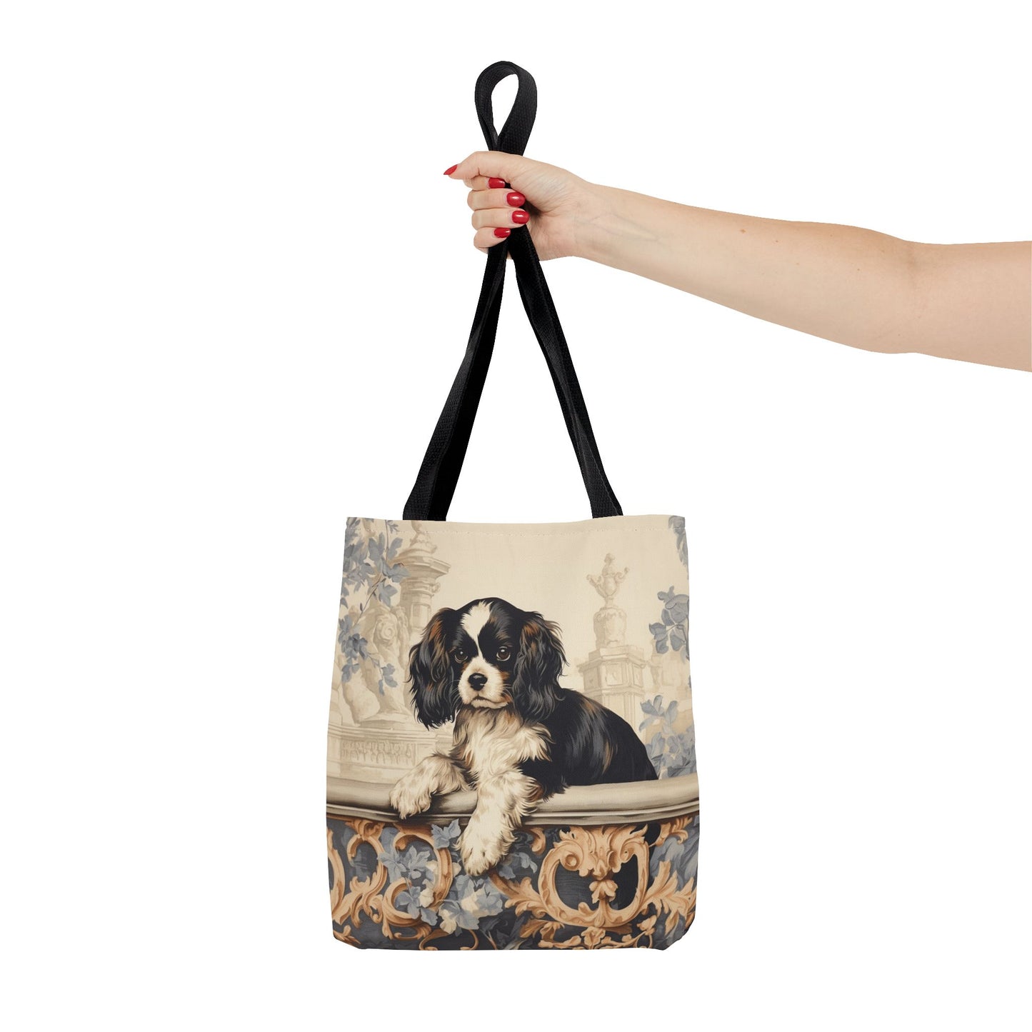 Elegant Tricolor Cavalier Tote Bag – Stylish Carryall for Dog Lovers