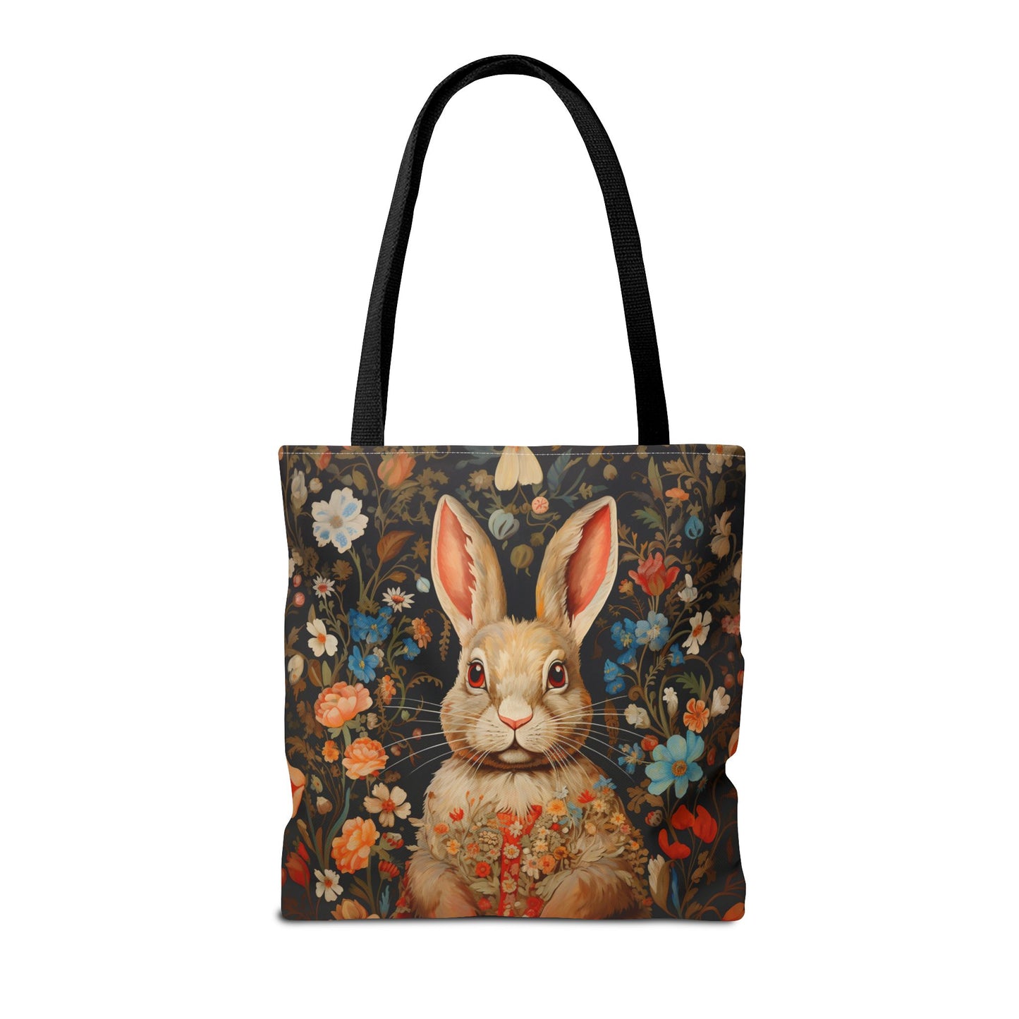 Floral Bunny Tote Bag with Whimsical Rustic Charm, Eco-Friendly Design