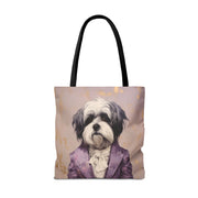 Shih Tzu Gentleman Lavender Canvas Tote Bag for Dog Lovers