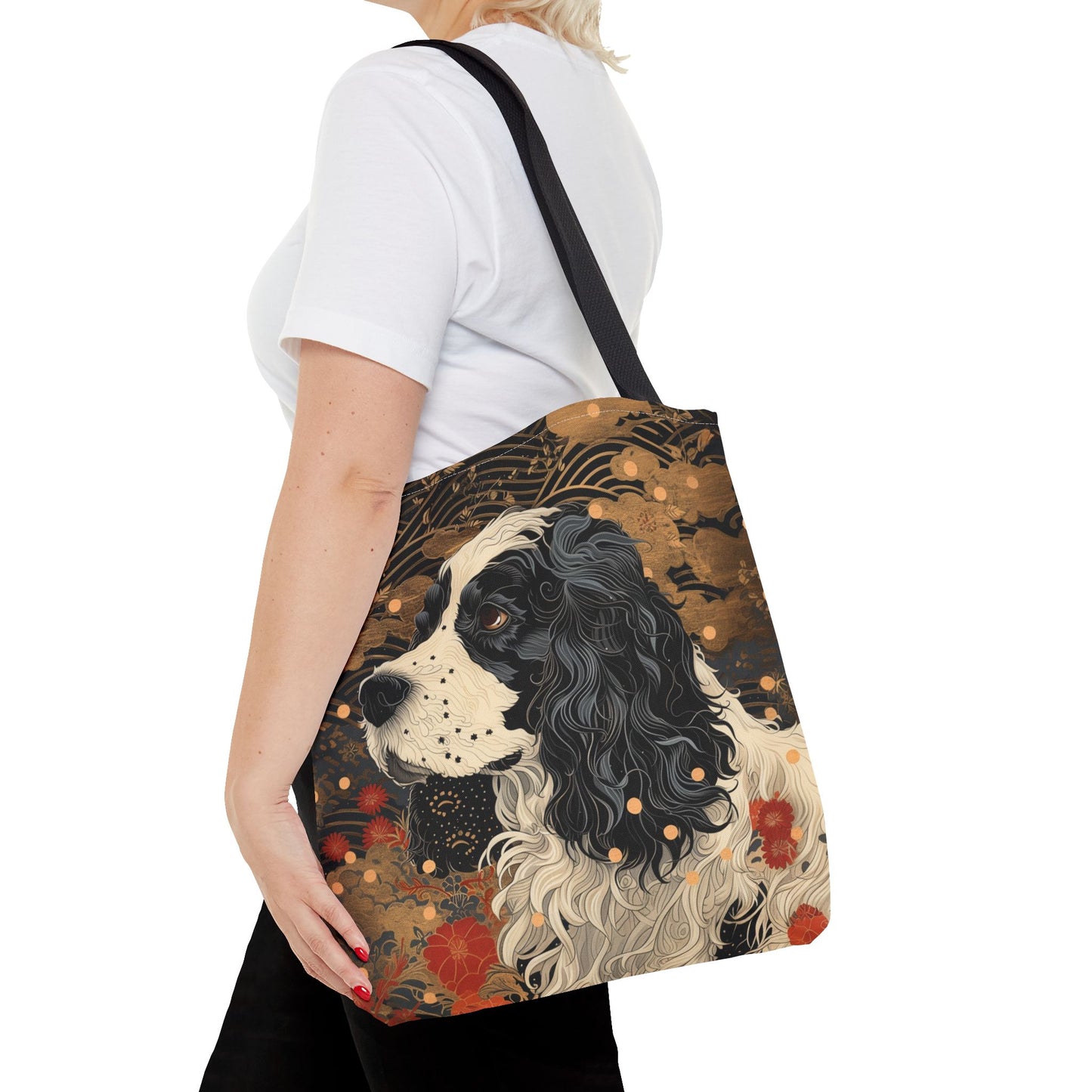 Elegant Cocker Spaniel Tote Bag with Floral & Artistic Design