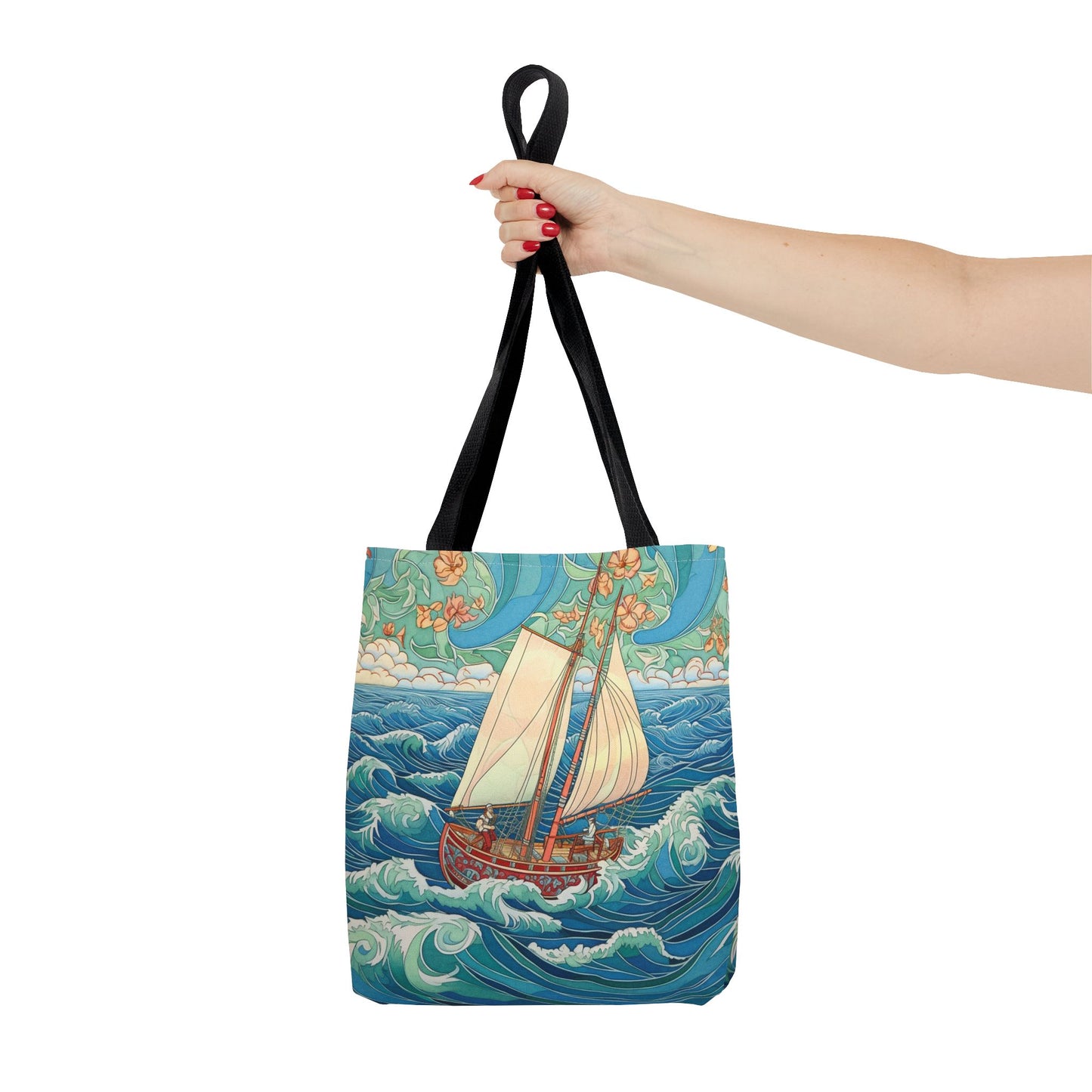 Sailboat Adventure Tote Bag, Ocean-Themed Eco-Friendly Shopping Bag