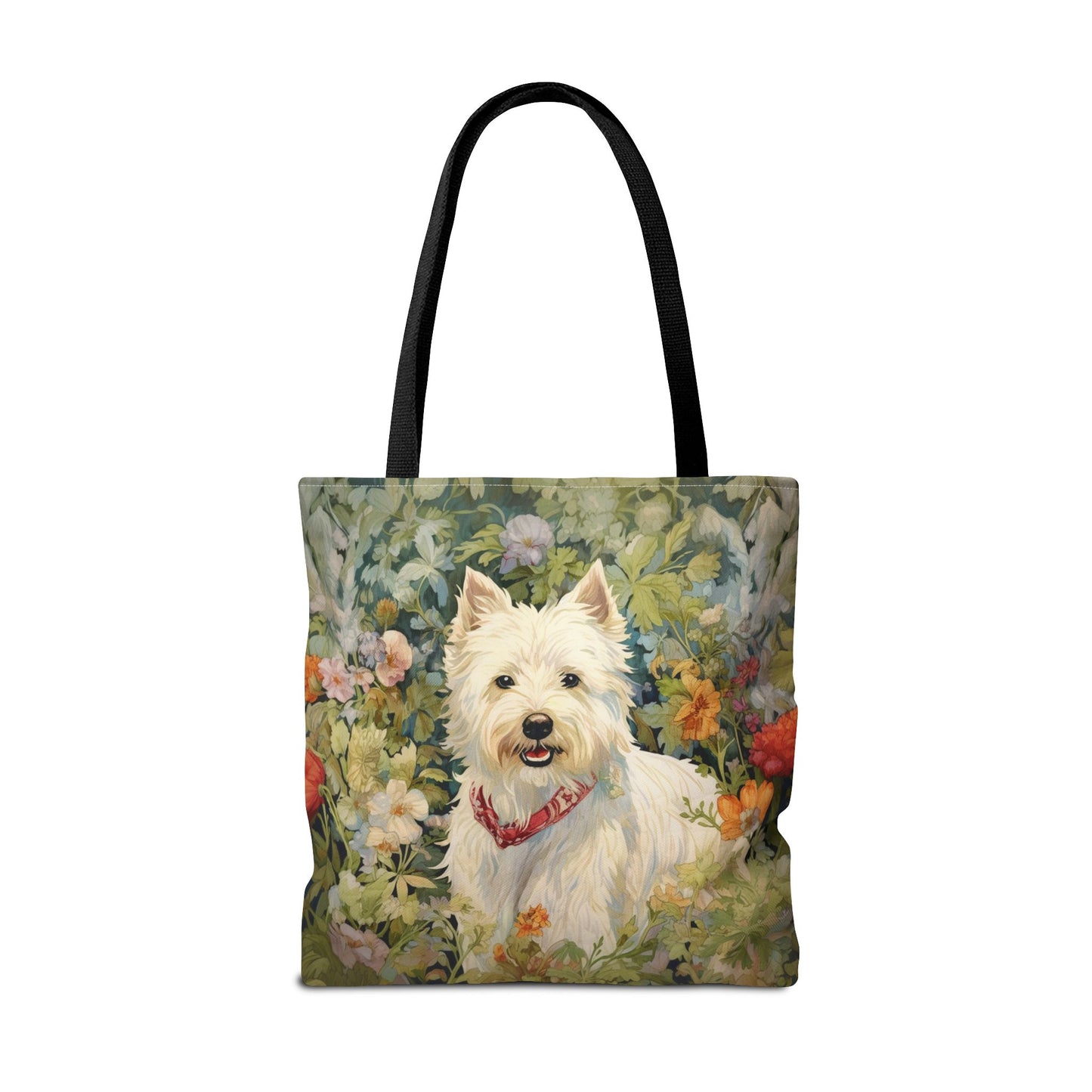 Westie Bloom Canvas Tote Bag, Charming Dog Lover Gift, Eco-Friendly