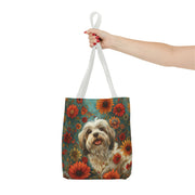 Havanese Bloom Canvas Tote Bag – Eco-Friendly, Floral, Dog Lover Gift