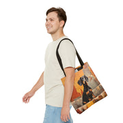 Dachshund Cityscape Canvas Tote Bag, Stylish and Eco-Friendly Design