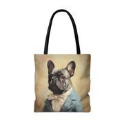 French Bulldog Aristocrat Canvas Tote Bag, Chic Gift for Dog Lovers