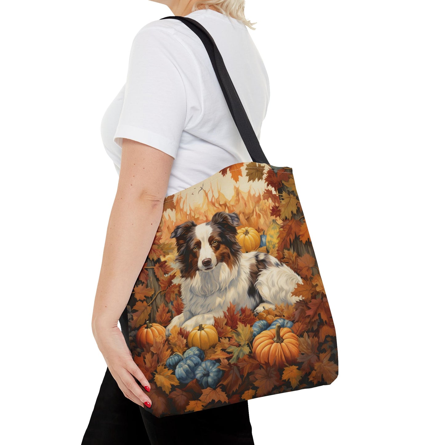 Australian Shepherd Autumn Harvest Tote Bag, Eco-Friendly Thanksgiving Gift