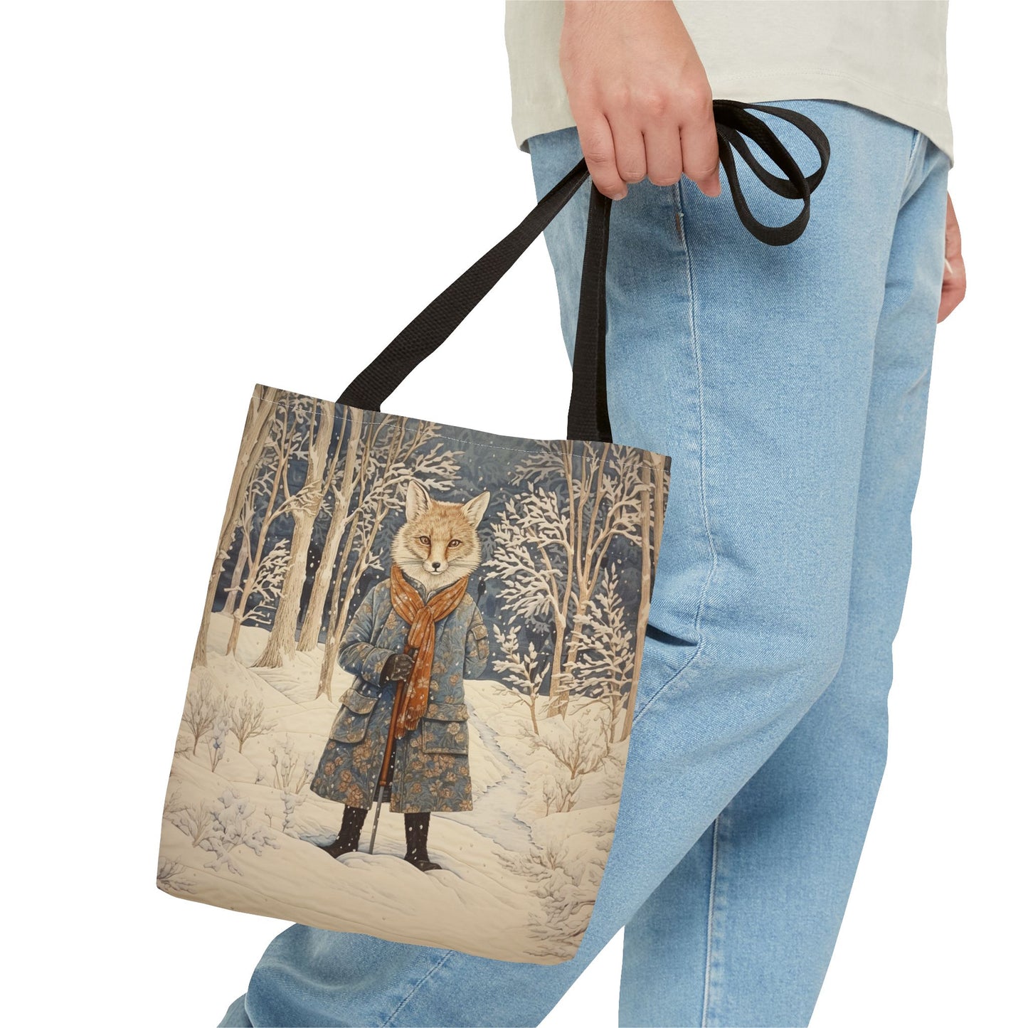 Winter Fox Wonderland Canvas Tote Bag for Nature & Art Lovers