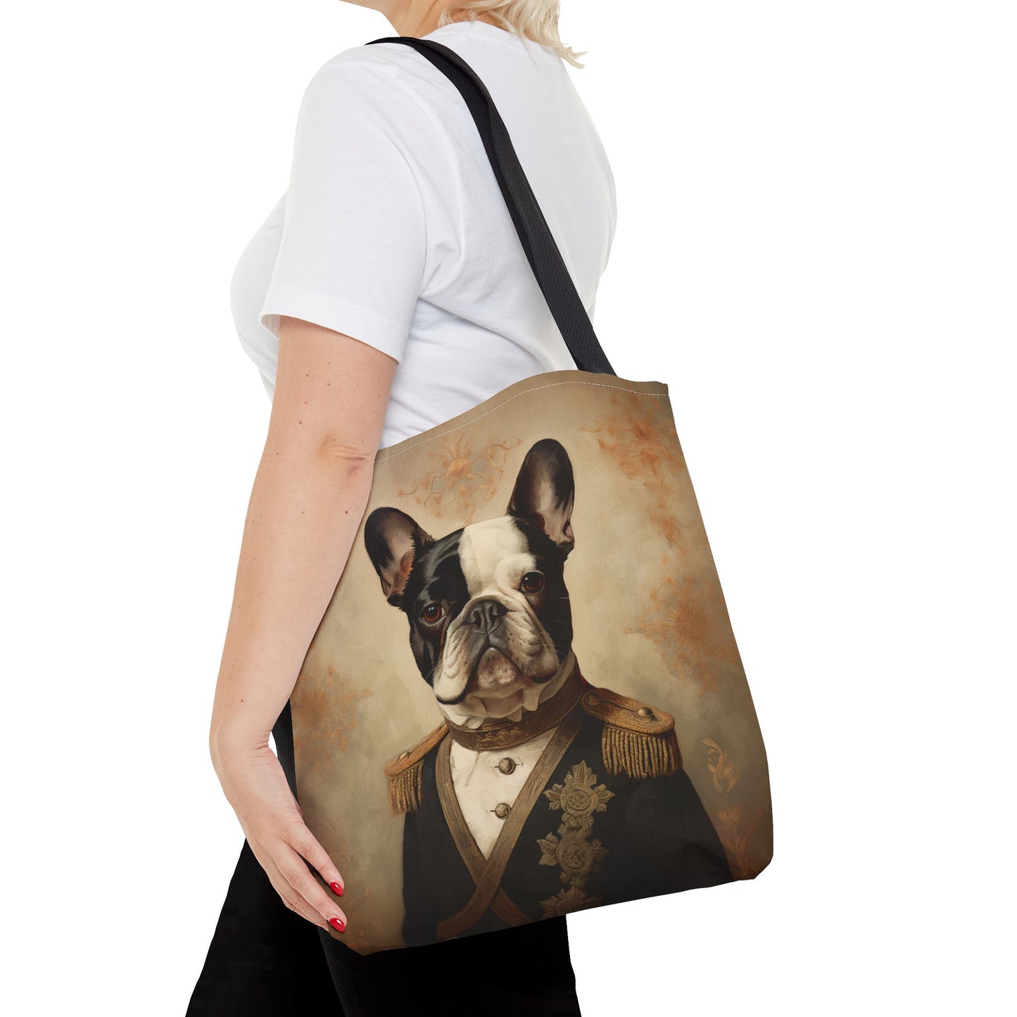 French Bulldog Royal Portrait Canvas Tote Bag, Eco-Friendly Gift