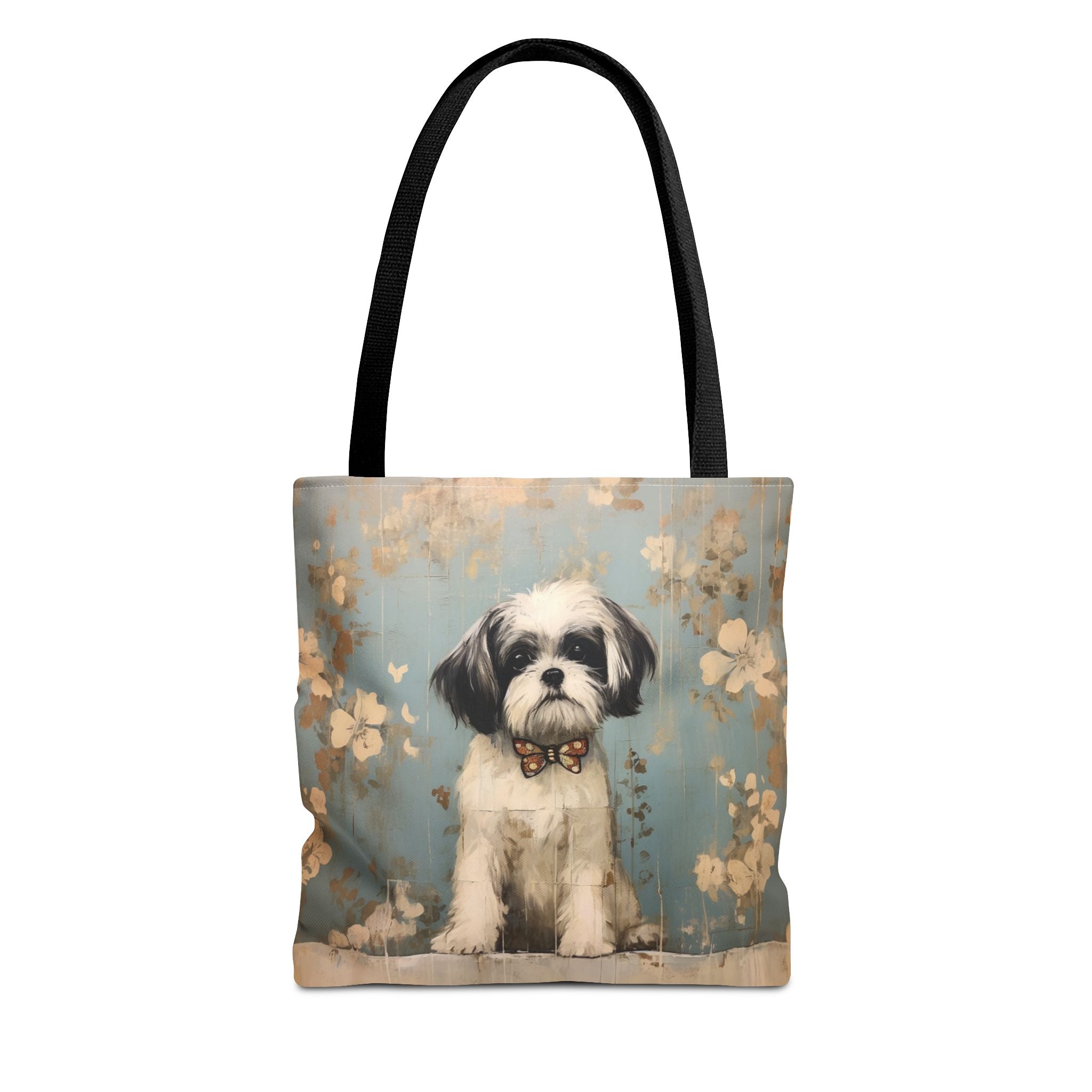 Shih Tzu Bloom Tote Bag, Vintage Floral Canvas for Dog Lovers