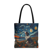 Starry Cavalier Tote Bag, Van Gogh Inspired Eco-Friendly Dog Lover Gift