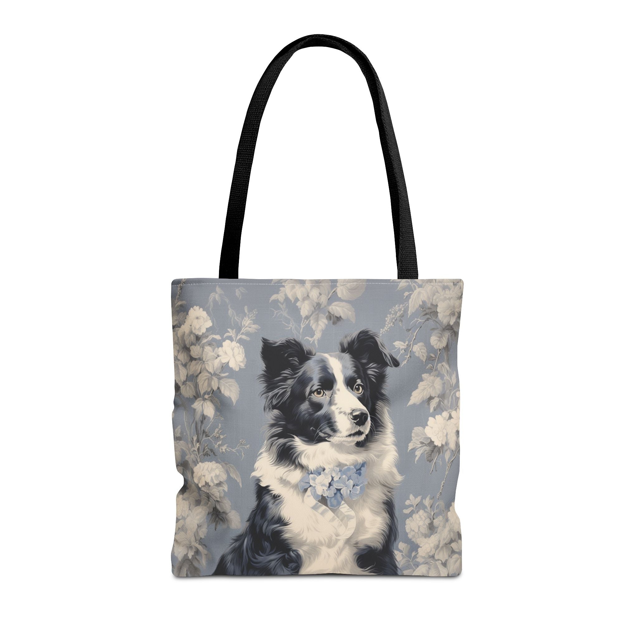 Border Collie Floral Elegance Tote Bag, Eco-Friendly Canvas Market Bag