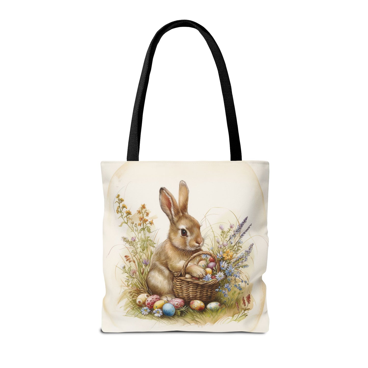 Easter Bunny Tote Bag with Floral Spring Design, Eco-Friendly Shopping Bag