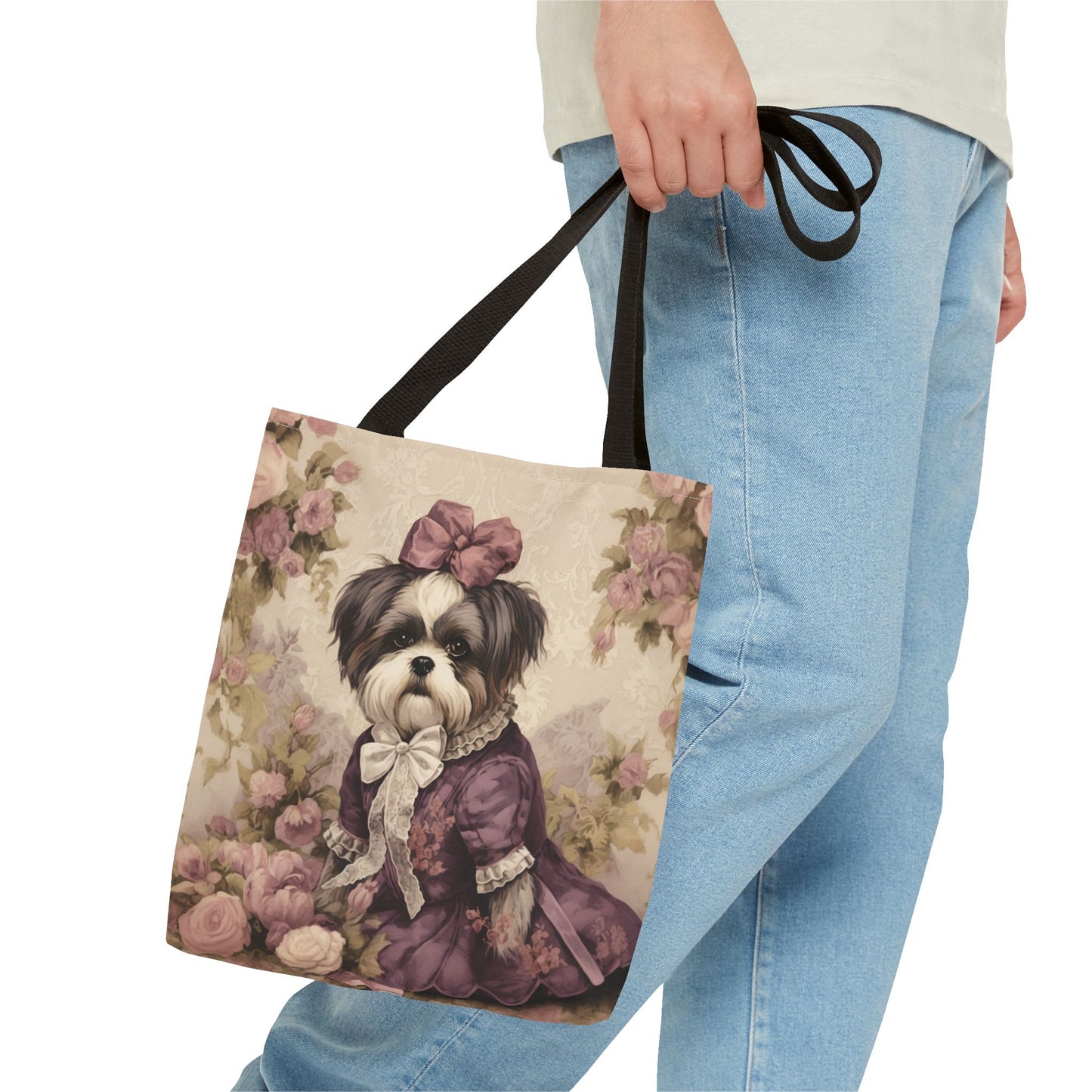 Shih Tzu Floral Elegance Tote Bag for Stylish Dog Lovers