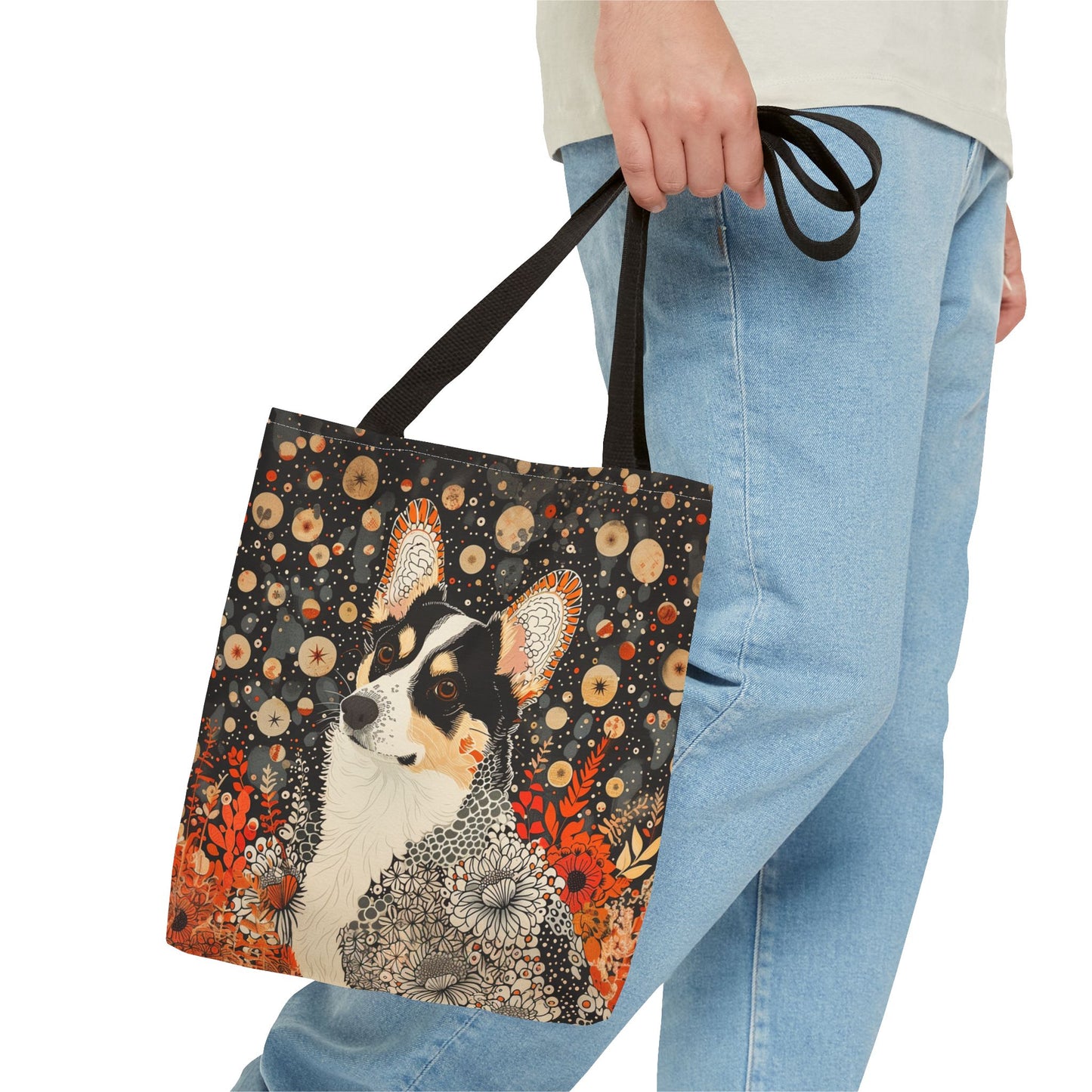 Cardigan Welsh Corgi Tote Bag - Celestial Floral Eco-Friendly Design