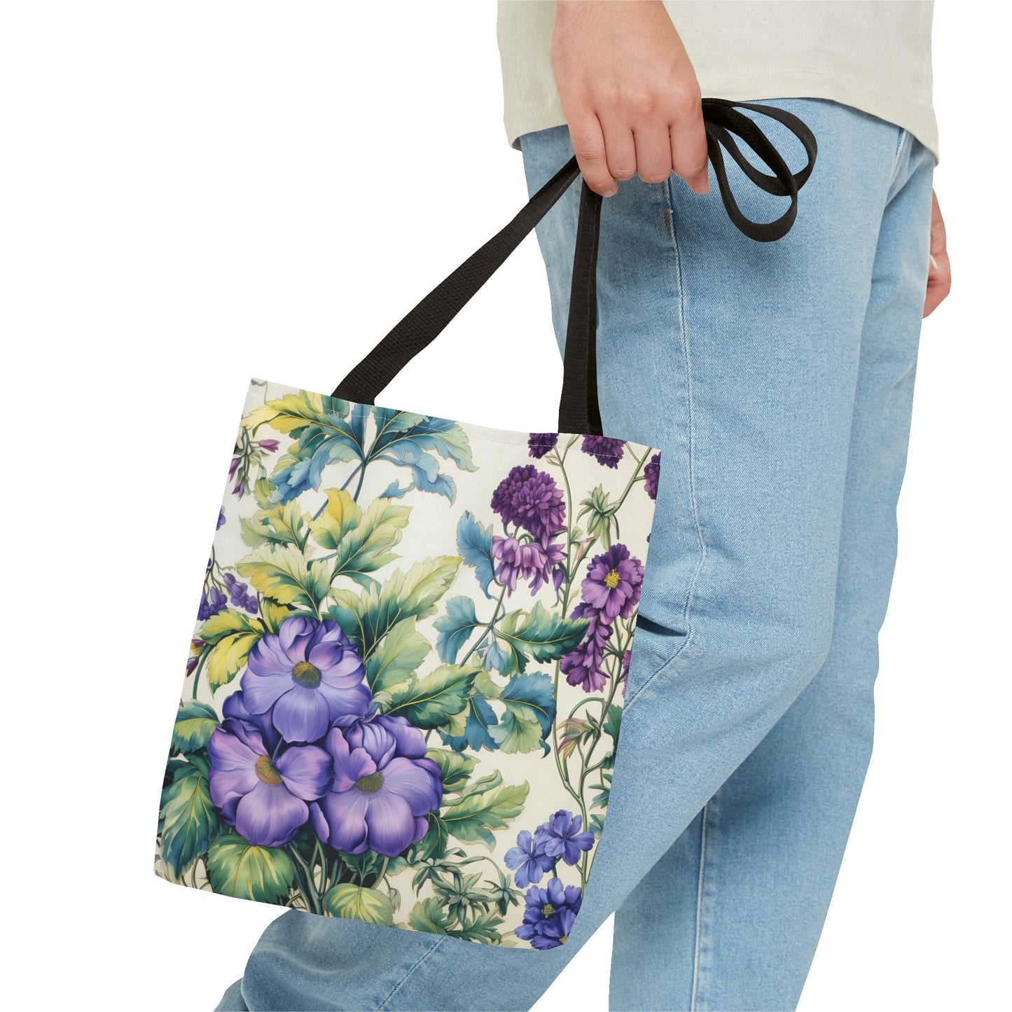 Floral Bloom Canvas Tote Bag, Eco-Friendly Grocery and Market Bag