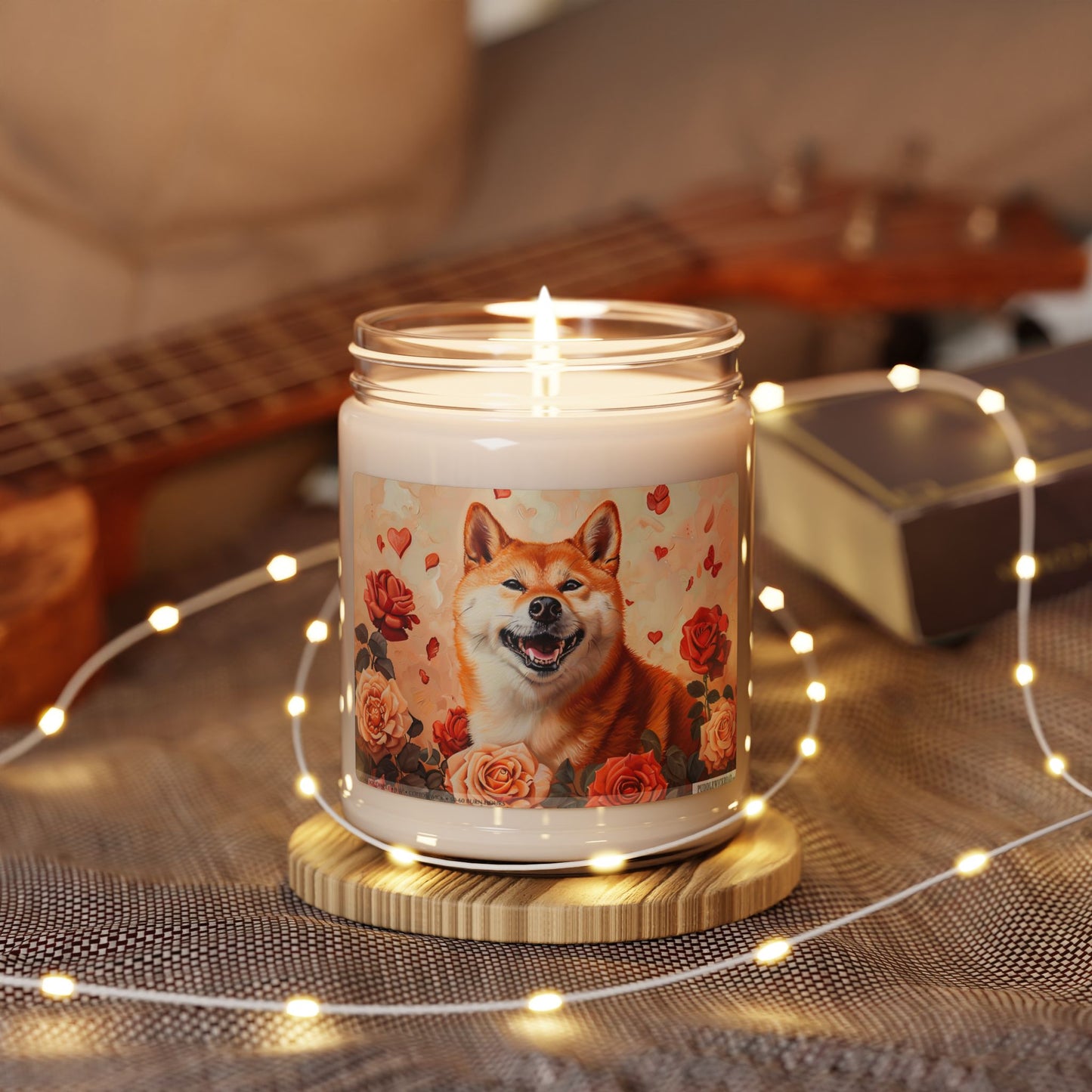 Shiba Inu Rose Garden Candle – Cozy Gift for Dog Lovers