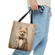 Pomeranian Gentleman Chic Canvas Tote, Stylish and Eco-Friendly Bag