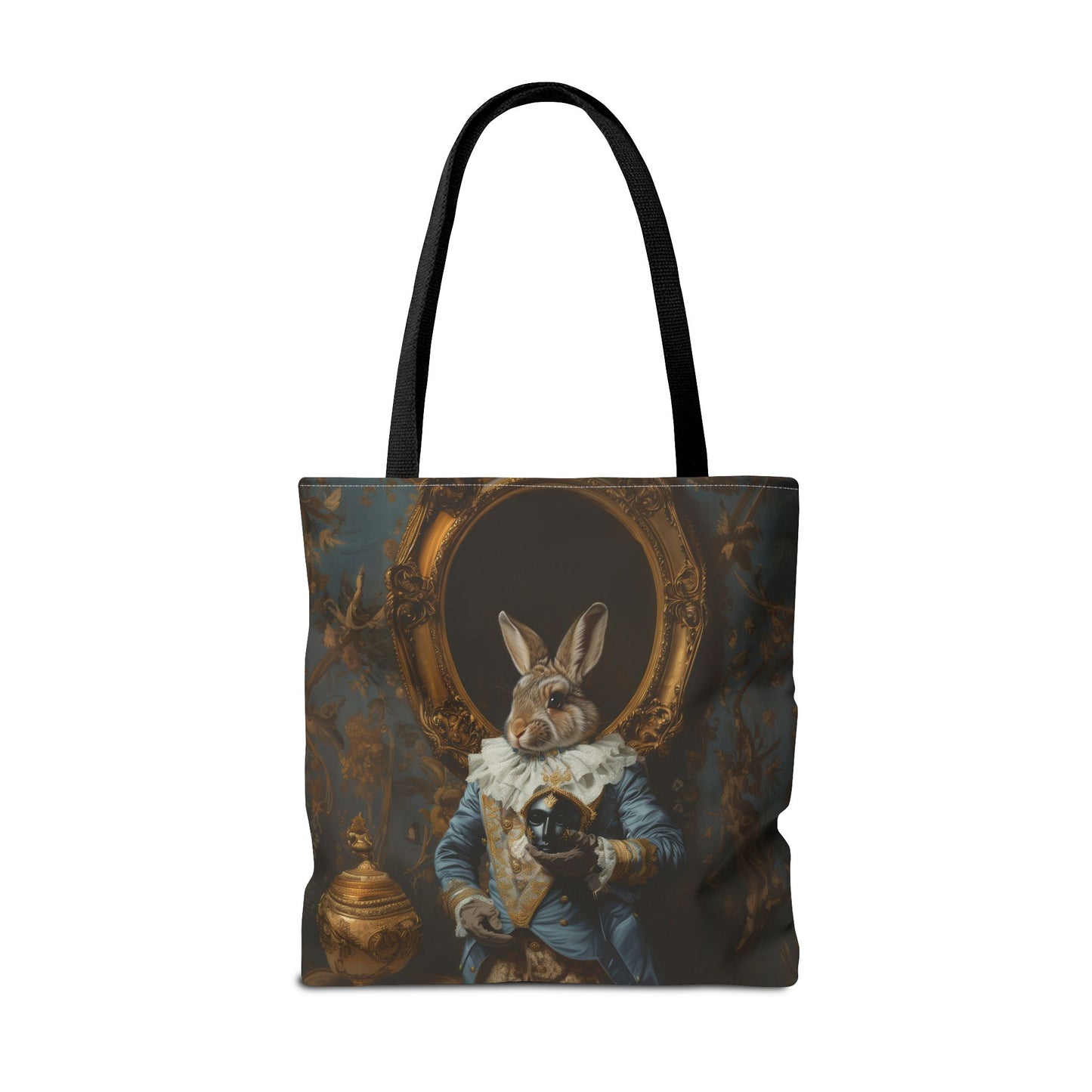 Baroque Bunny Art Tote Bag, Elegant Canvas for Market & Beach