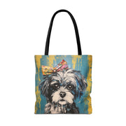 Shih Tzu Lover's Canvas Tote Bag – Colorful Artistic Design for Pet Parents