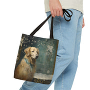 Golden Retriever Snowy Charm Tote Bag, Eco-Friendly & Reusable