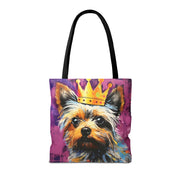 Regal Yorkie Crown Art Tote Bag – Vibrant Dog Lover Gift