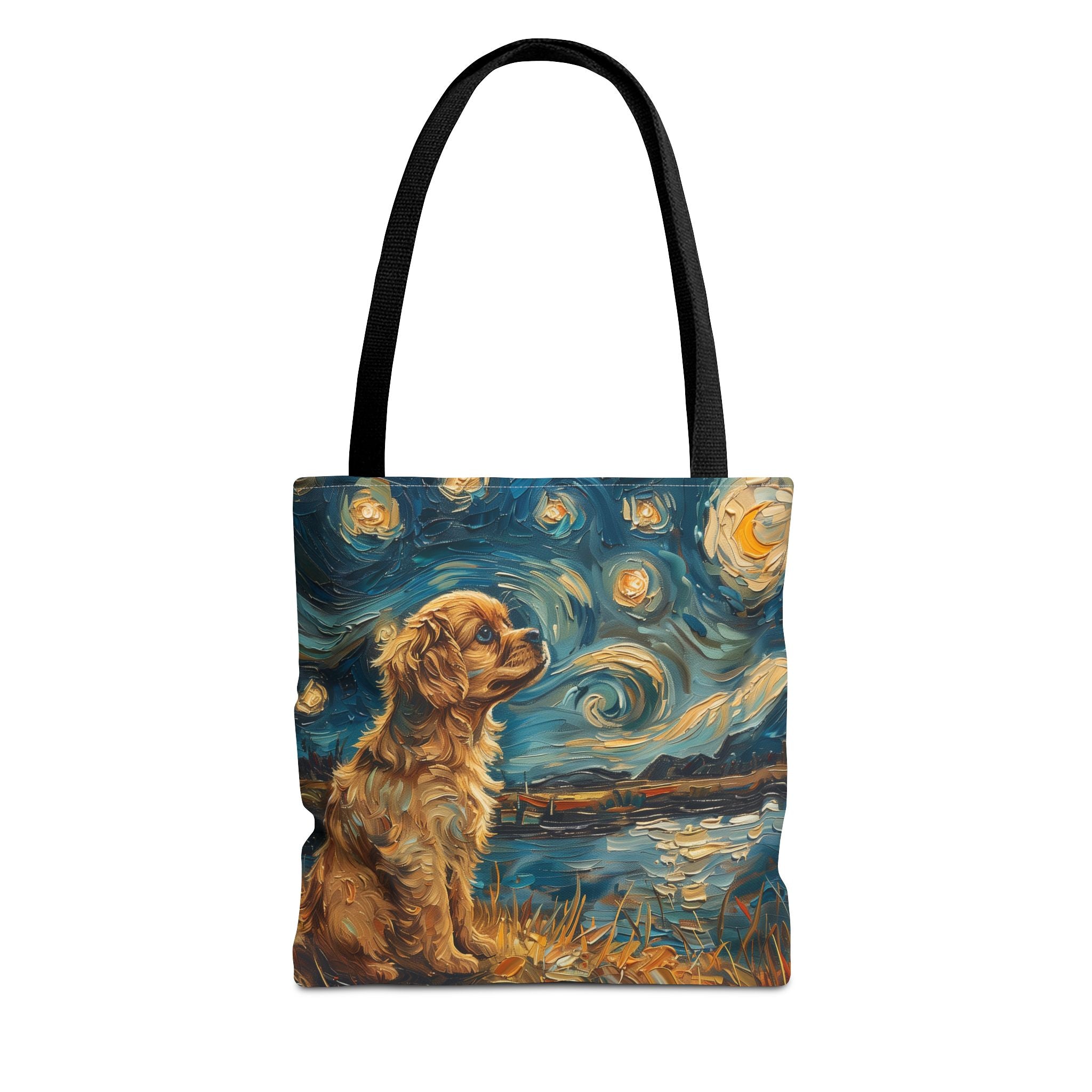 Golden Spaniel Starry Night Fan Tote, Artistic Pet Lover Gift