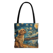 Golden Spaniel Starry Night Fan Tote, Artistic Pet Lover Gift