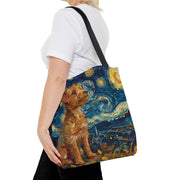 Starry Night Irish Terrier Canvas Tote Bag, Artistic Eco-Friendly Gift