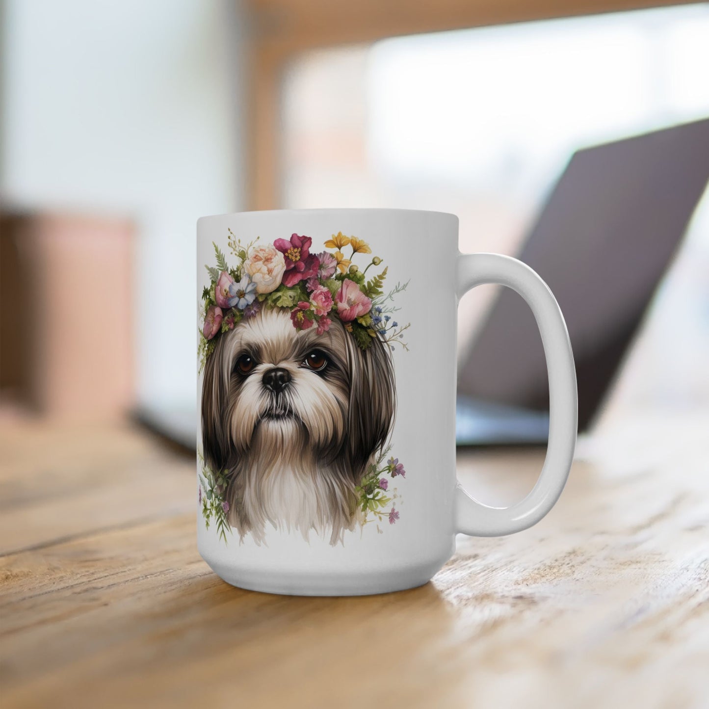 Shih Tzu Coffee Mug – Floral Dog Lover Gift, Adorable Pet Parent Keepsake