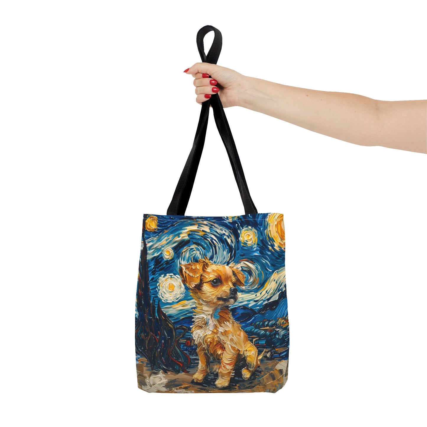 Starry Chihuahua Canvas Tote Bag - Van Gogh Inspired Design for Dog Lovers