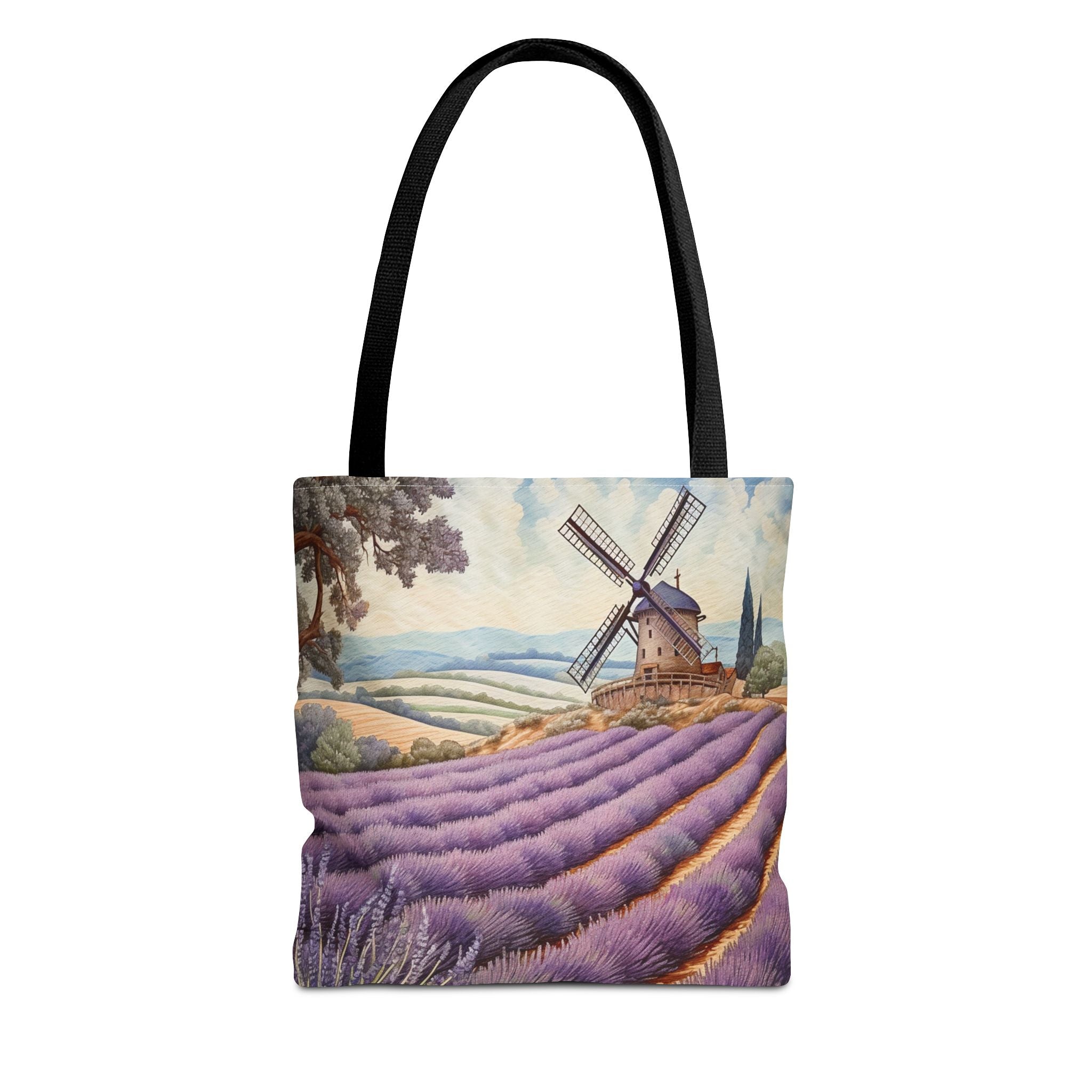 Provence Lavender Windmill Art Tote Bag - Eco-Friendly and Stylish Gift