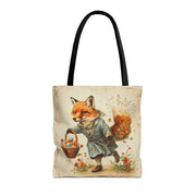 Vintage Easter Fox Tote Bag, Charming Canvas Shopping Gift Bag