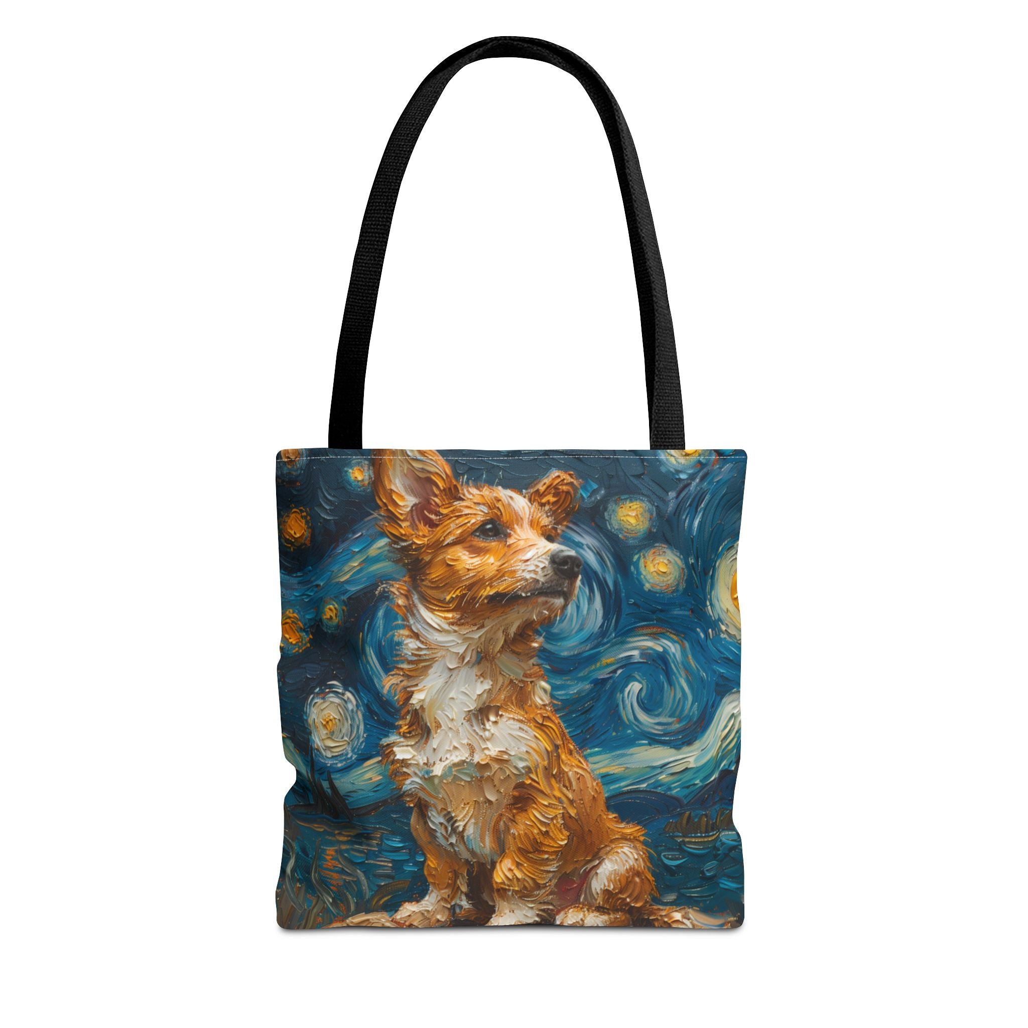 Starry Night Corgi Canvas Tote Bag - Artistic Dog Lover Gift, Eco-Friendly Shopping Companion