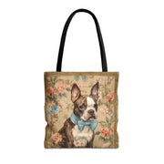 Boston Terrier Tote Bag – Floral Elegance, Eco-Friendly Market Tote